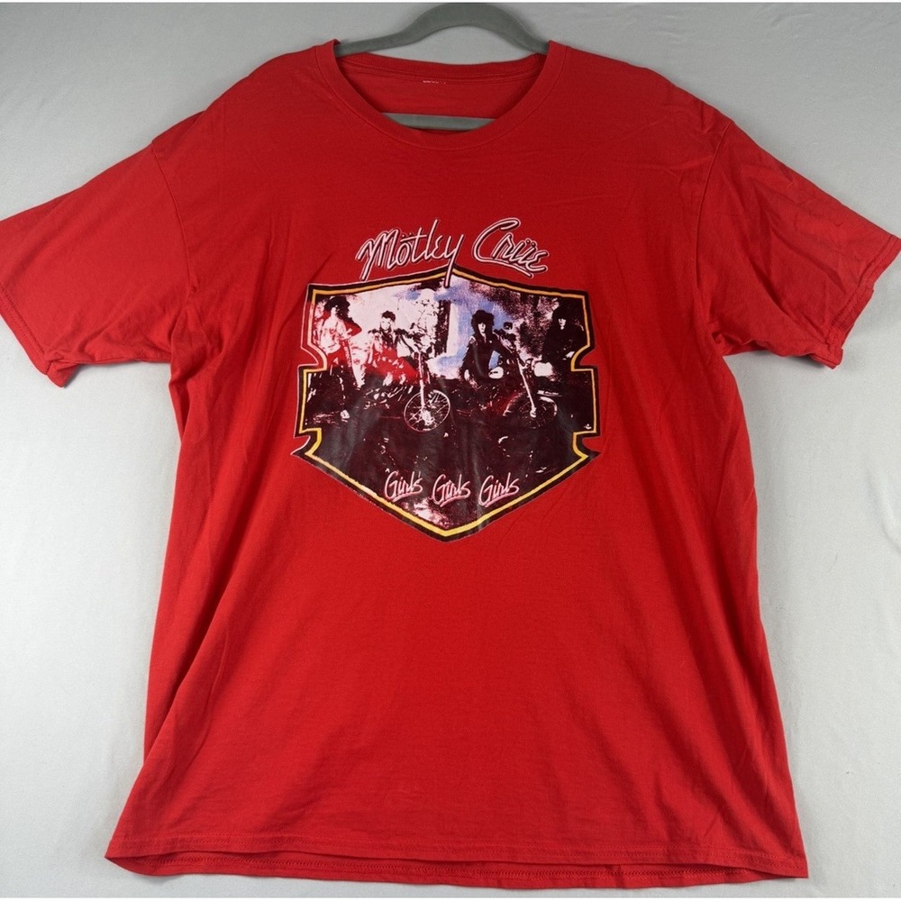 Motley Crew front/back red graphic ss tee, no tag, men's XL t-shirt
